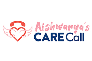 An image of a loveheart with wings at either side and a phone handpiece above. Text next to the image reads Aishwarya's Care Call.