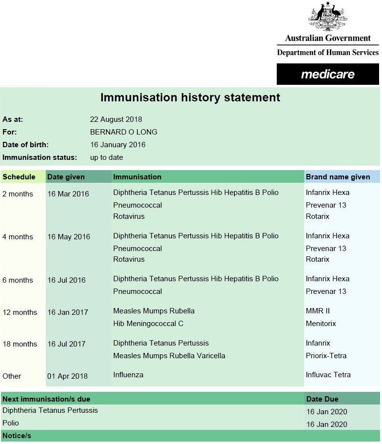 Immunisation records